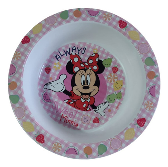 Prato Fundo Bowl Para Microondas Infantil Minnie Bebê Babygo 0
