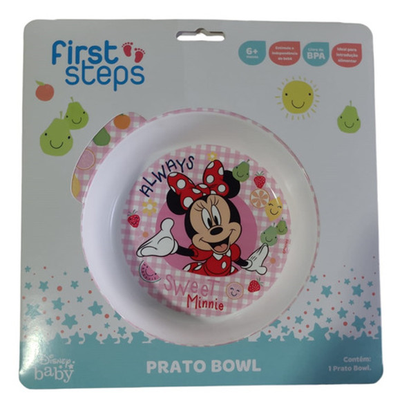 Prato Fundo Bowl Para Microondas Infantil Minnie Bebê Babygo 1