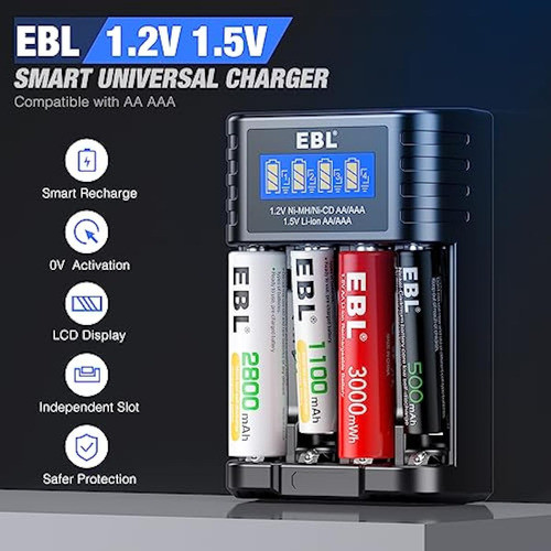 Ebl Cargador De Batería Universal, 1.5 V De Iones 1