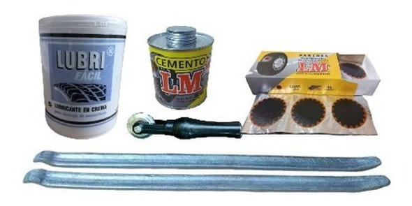 Combo Lm Nº9 Gomeria Parche Solucion Cemento Palanca Rodillo 0