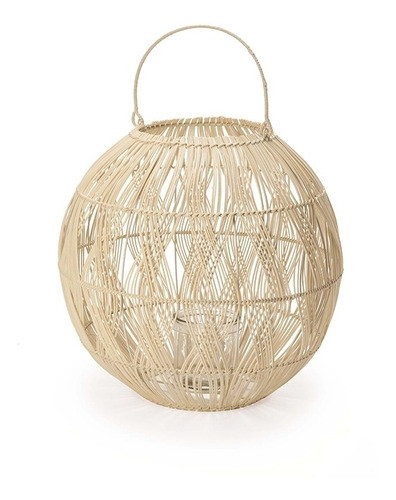 Lanterna Em Rattan Redonda Decorativa G 0