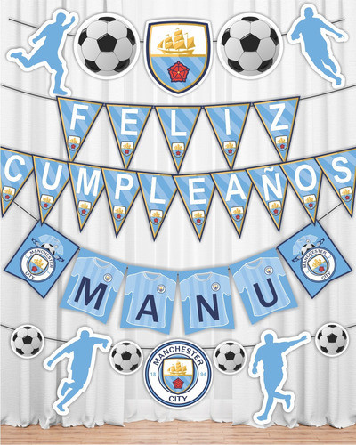 Manchester City Decoración Imprimible Para Cumpleaños 1