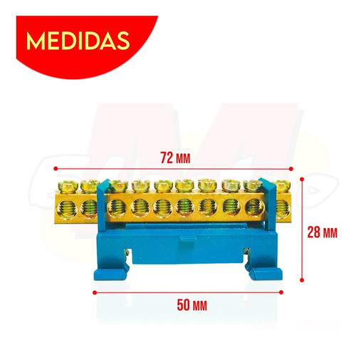 Bornera Repartidor Unipolar Din Azul Tbcin Electro Medina 1