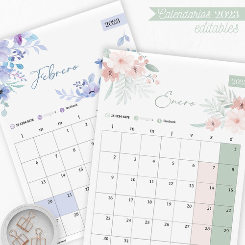 Calendarios 2023 Flores Para Editar E Imprimir 1