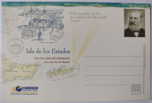 Tarjeta Entero Postal Isla De Los Estados Año 2007 0
