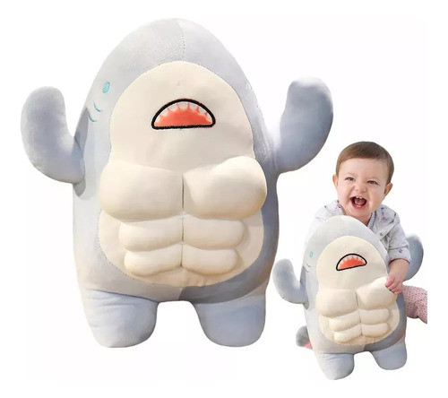 Brinquedo De Pelúcia Muscle Shark 3d 45 Cm 0