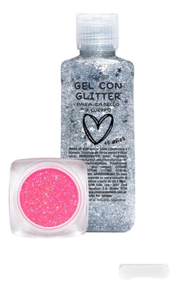 Gel Con Glitter Para Cabello Y Cuerpo + Brillo Labial 0