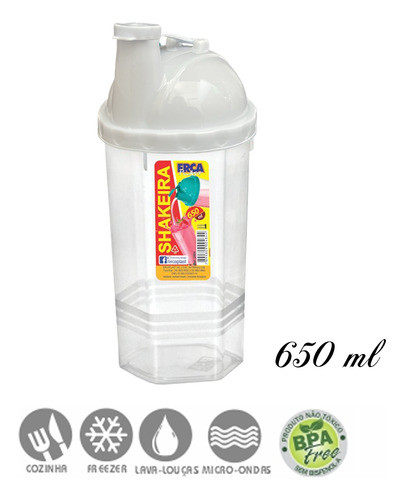 Kit 10 Coqueteleira Shakeira Plástica 650ml Água Suco Whey 1