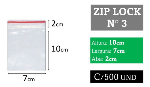 Saco Plástico Zip Lock Hermético 7x10 N°3 C/500 Un 1