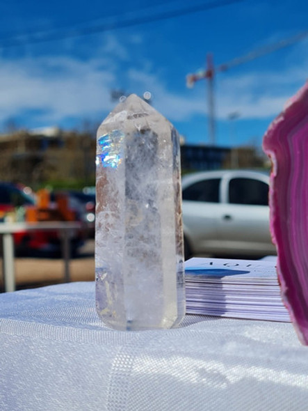 Obelisco Cuarzo Cristal- Hialino Base Plana -aquamarine Gema 1