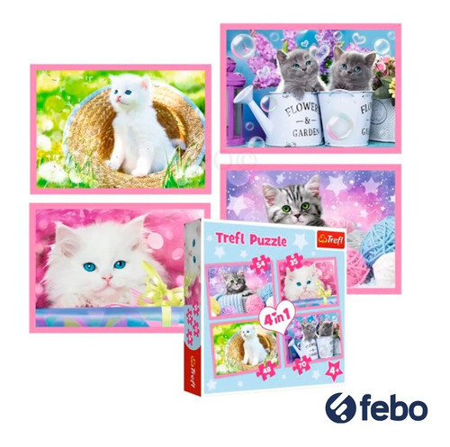 Puzzle Para Niños Gatos 4 En 1 Trefl 70 Piezas Febo 1