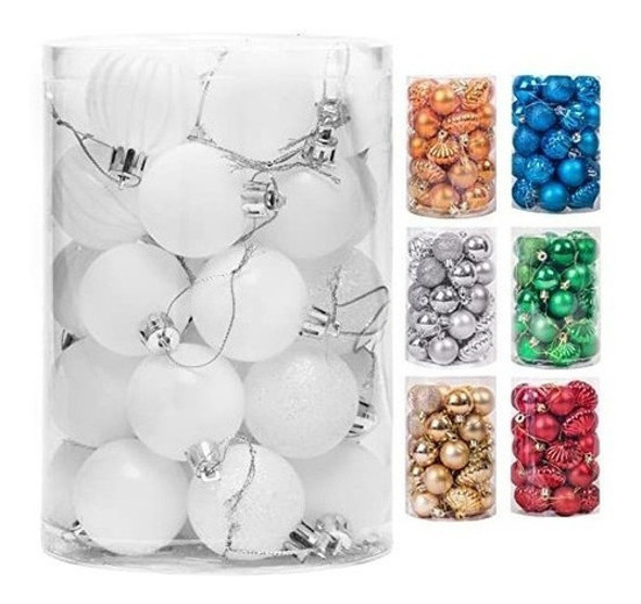 Bolas Para Arbol De Navidad  4cm  X 34u Blanco 0 Bolas Para Arbol De Navidad  4cm  X 34u Blanco 0