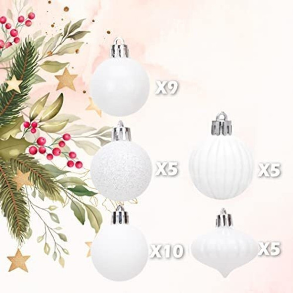 Bolas Para Arbol De Navidad  4cm  X 34u Blanco 1 Bolas Para Arbol De Navidad  4cm  X 34u Blanco 1