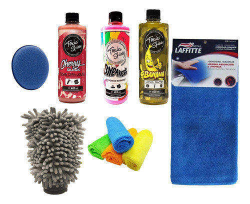 Kit Lavado Auto Moto Premium Con 10 Productos Toxic Shine 0