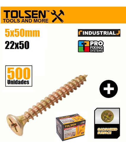Tornillo Madera 22x50 - 5x50mm Tolsen 54086 X 250 Unidades 1