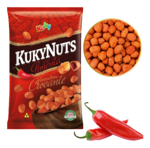 Amendoim Crocante Kuky Nuts Com Pimenta Caixa 30 Pacotes 40g 1
