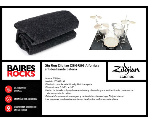 Gig Rug Zildjian Zgigrug Alfombra Antideslizante Bateria Cuo 1