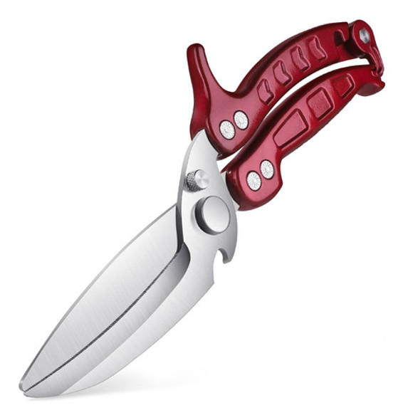 Tijeras De Cocina Pesadas Para Carne, Seguras, Rojo Burdeos 0