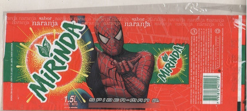 Antigua Etiqueta * Mirinda * Spiderman 2 - Año 2004 - 1,5 L 0