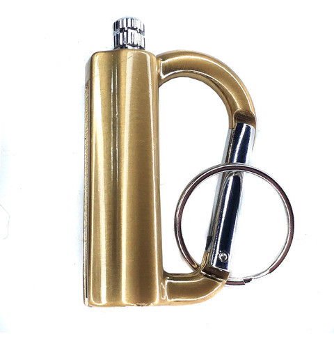 Llavero Mosquetón Pedernal Iniciador De Fuego Dorado 1