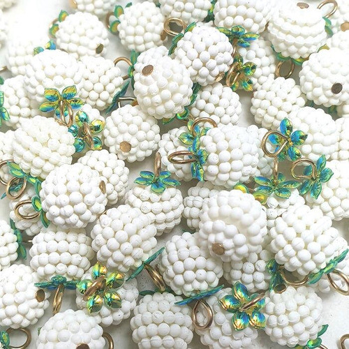 Pingente Bolinha Craquelada - C/20  - 12mm - [ Branco 067 ] 0