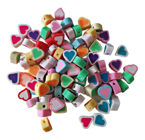 50 Entremeio Coração Em Pvc Colorido Pulseira Arte Bijuteria 0