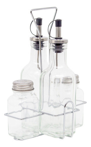 Set Aceitera Y Salero 4 Pcs Con Base Restaurante Cocina 0