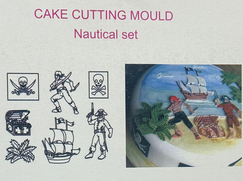 Cortante Pirata Barco Cofre Escudos Tortas Fondant Porcelana 1