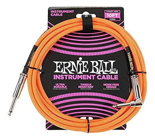 Cable De Instrumento Trenzado Ernie Ball, Recto/ángulo, 10 P 0