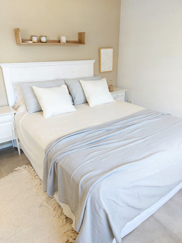 Pie De Cama Gasa 220x160cm Gris Perla Liso Deco Manta 0