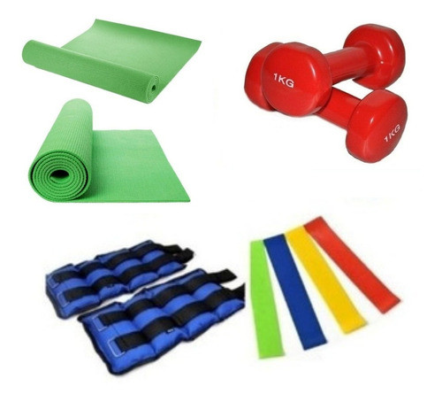 Kit Set Ejercicio Entrenamiento Tobi Bandas Mancuerna 1 Kilo 0