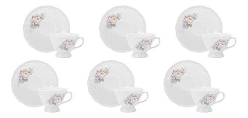 Conjunto De Xícara De Chá Com Pires 06 Peças Eterna Schmidt 0