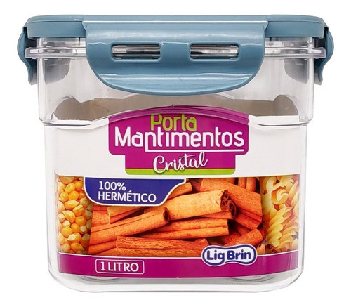 Porta Mantimentos Quadrado 100% Hermético 1 Litro Com Tampa 0