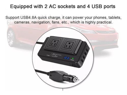 Inverter Wave Car Sine Outlets 200w 12v Truck Power 110v To 1