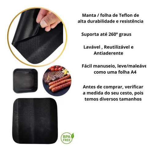 Tapete Manta Antiaderente Teflon P/ Air Fryer 5l Mondial Afn 1