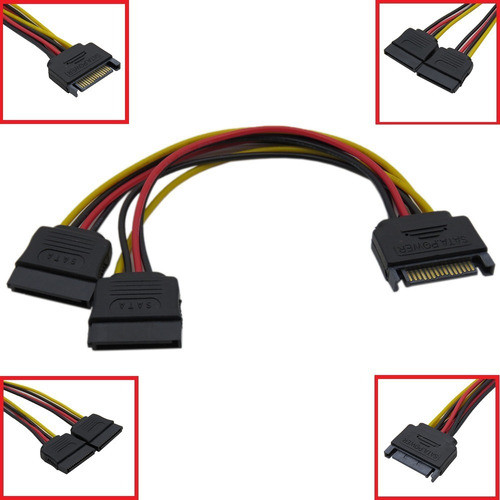 Cabo Força Adaptador Fonte Duplo Y Ide Molex X 2 Sata 1