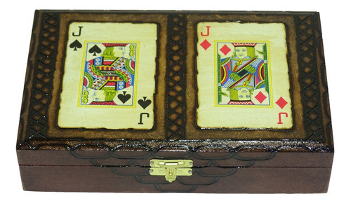 Caixa Madeira Mdf P/ 2 Baralhos C/ 3 Dados Jogo Truco Zap 7 0