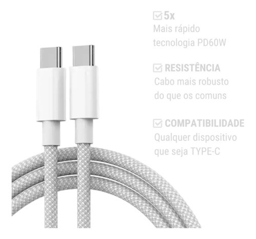 Carregador Cabo 1.5m Usb C Turbo 60w Original Samsung iPhone 1