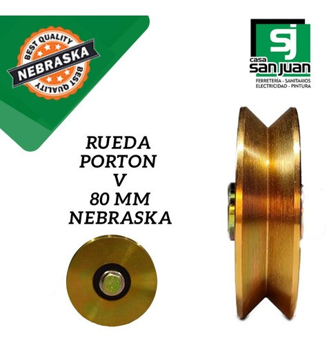 Rueda Acero Portón Corredizo 80 Mm V C/ Ruleman Nebraska 1