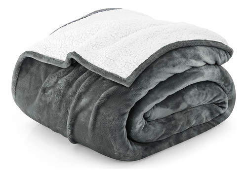 Manta Reversible Sherpa De 230x168 Cm Para Cama Y Viajes 0