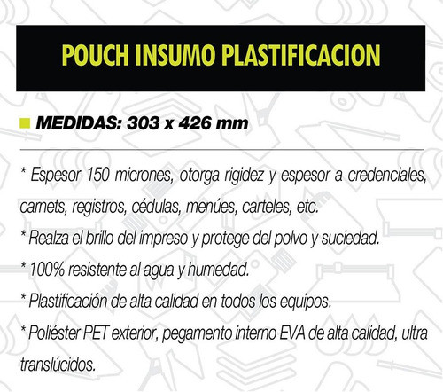 Pouch Plastificación A3 303 X 426 Mm X 50 Unid. 150 Micrones 1