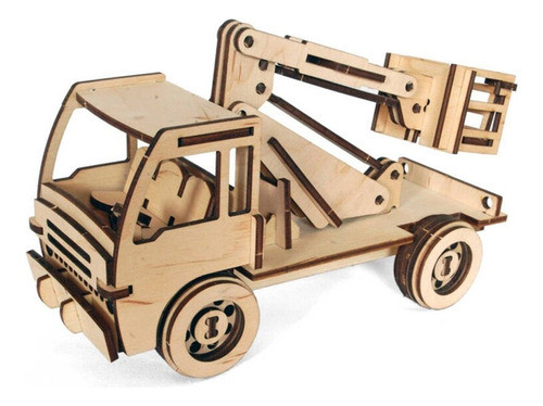 Rompecabezas Puzzle 3d De Madera Camion Con Elevador Wa00119 1