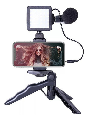 Kit D Vídeo C Suporte De Celular Tripé Vlog Youtuber Mb 3004 1