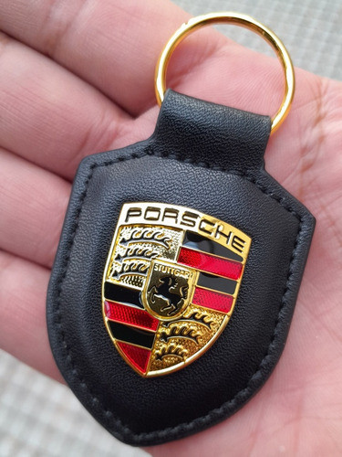 Llavero Porsche Cuero Metal Negro 1