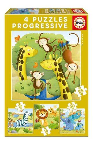 Set Puzzle Selva Leon Elefante Rompecabezas Educa Bebes Ax ® 0