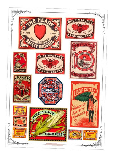 Etiquetas Vintage #24! Lámina Para Transferencias 21 X 29 Cm 0