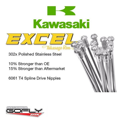 Kit Rayos Traseros Rod 18 Excel Kawasaki 250 450 1