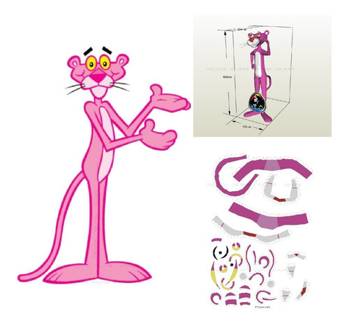 Pantera Rosa  Figura Papercraft 0