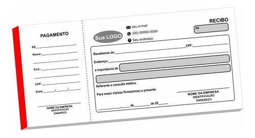 03 Blocos Para Recibo 10x21cm Com Canhoto E Picote 1