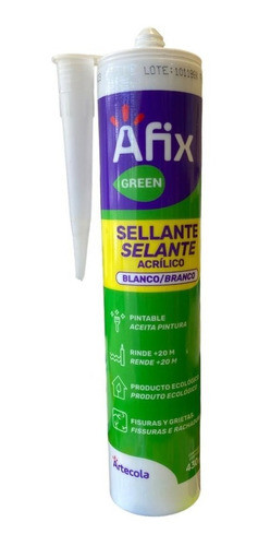 Sellador Acrilico Pintable Siliconado Afix Green 300 Ml X12 0
